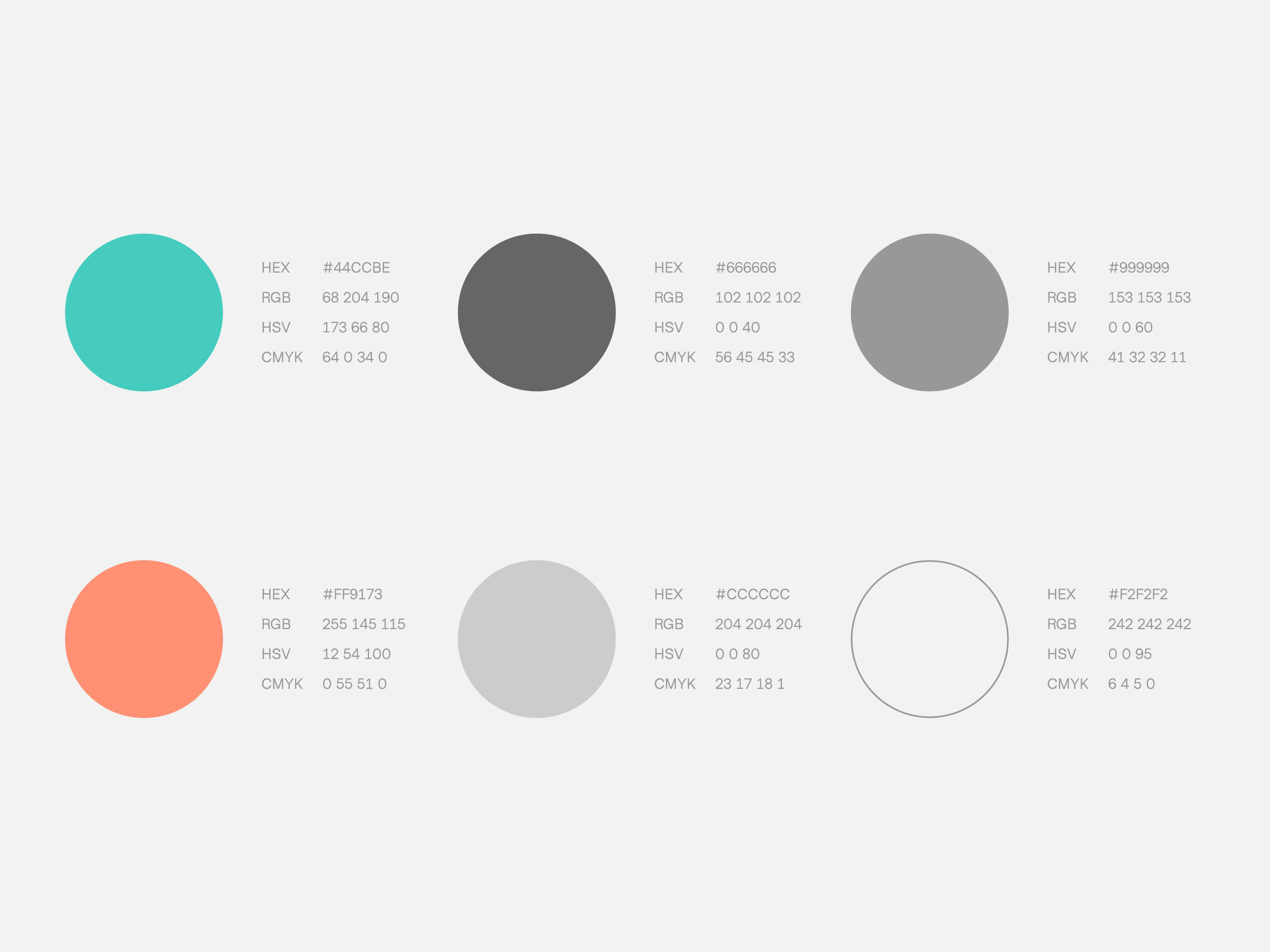 Palette cromatica dell'identità visiva dell'associazione onlus Affetti da