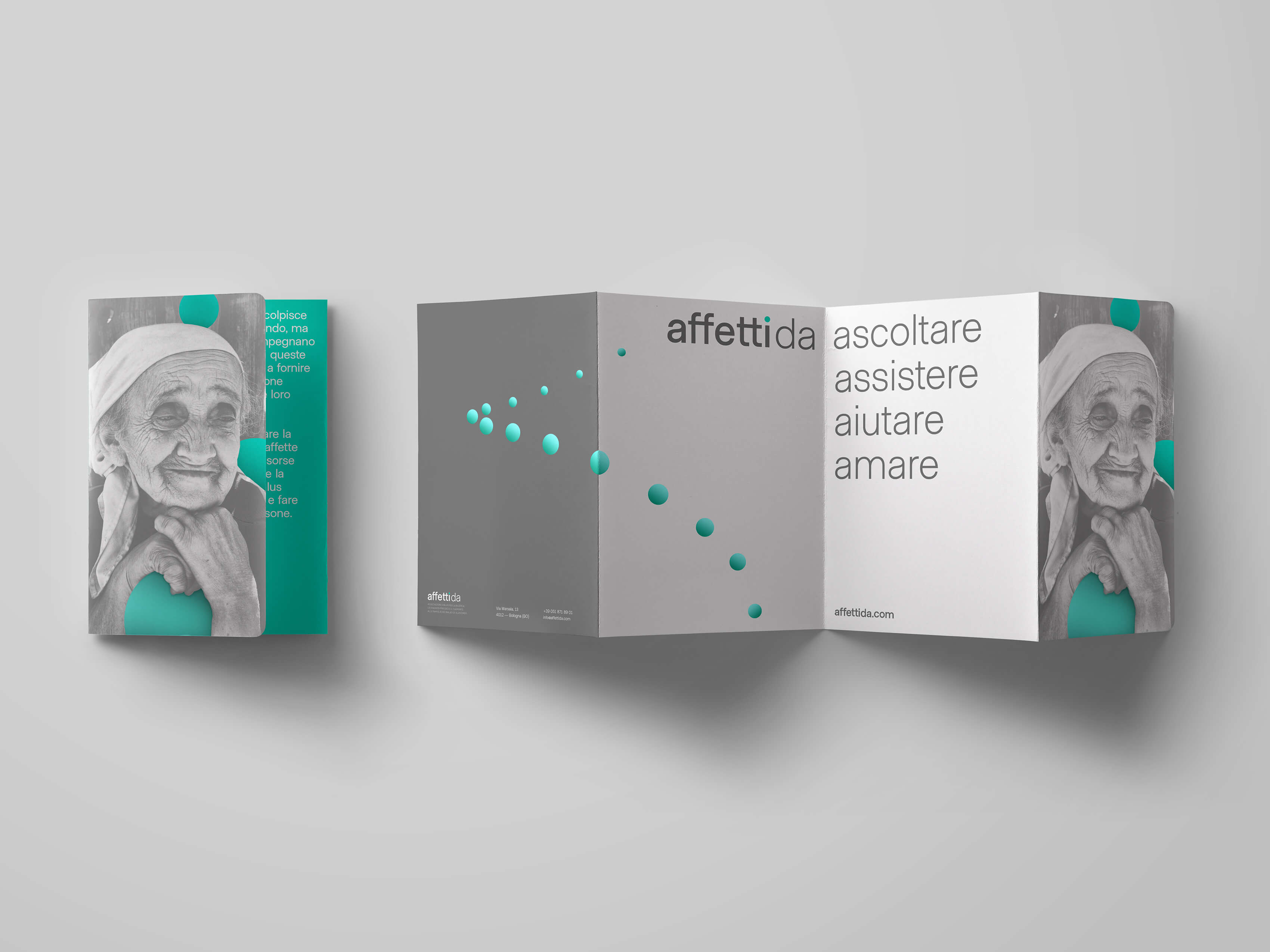 Esempio di brochure a quattro ante dell'associazione onlus Affetti da