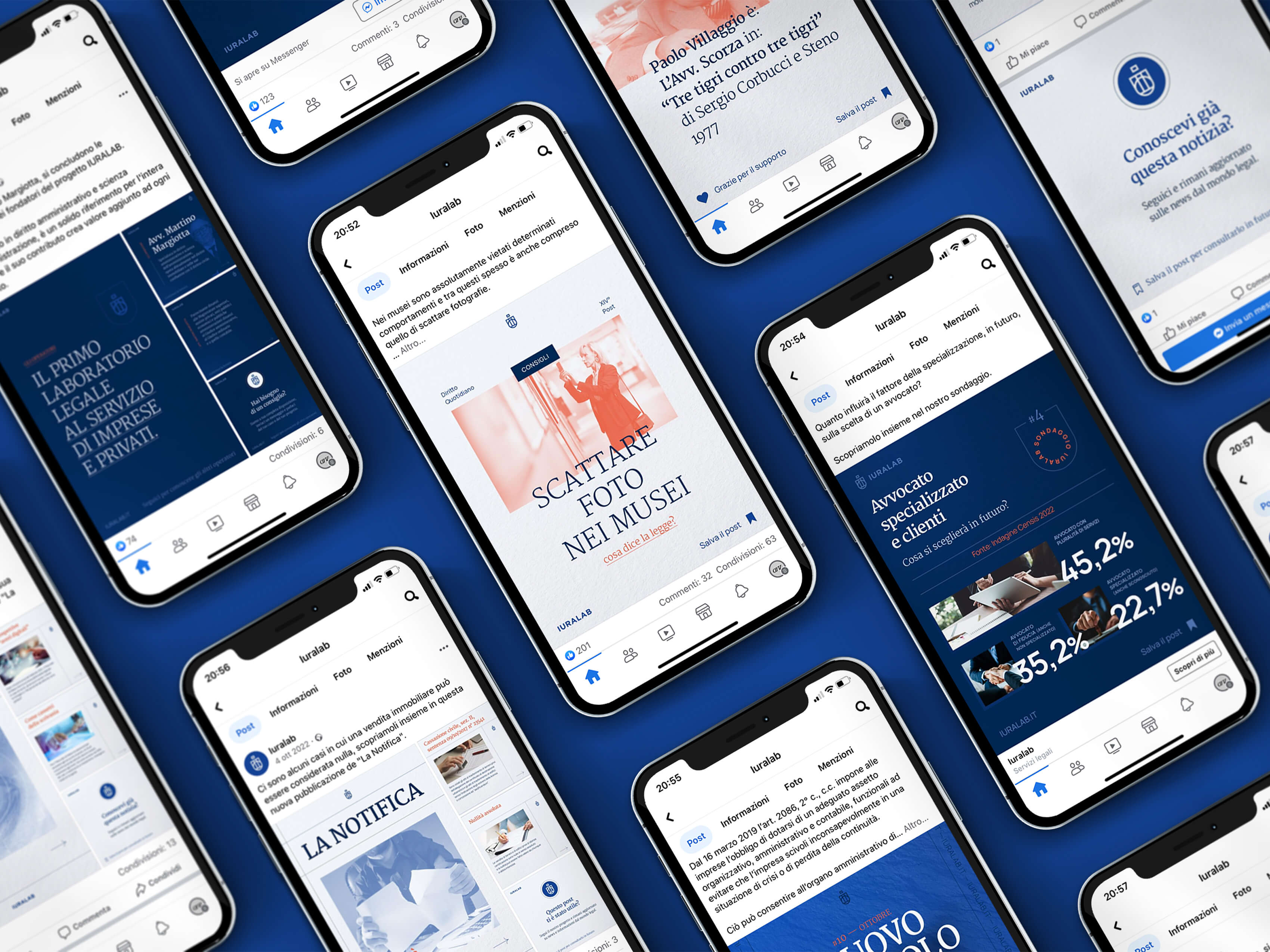 Serie di format post per Linkedin, Instagram e Facebook del laboratorio legale Iuralab