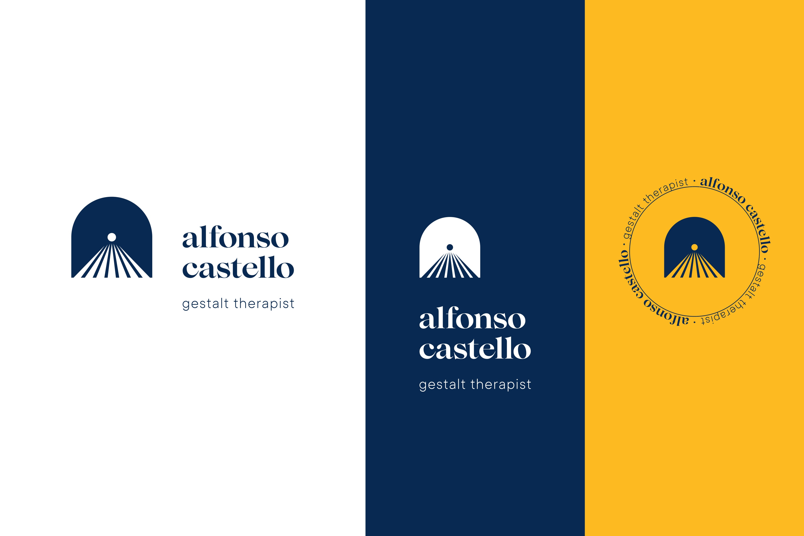 Logo positivo, negativo e circolare dello psicologo Alfonso Castello