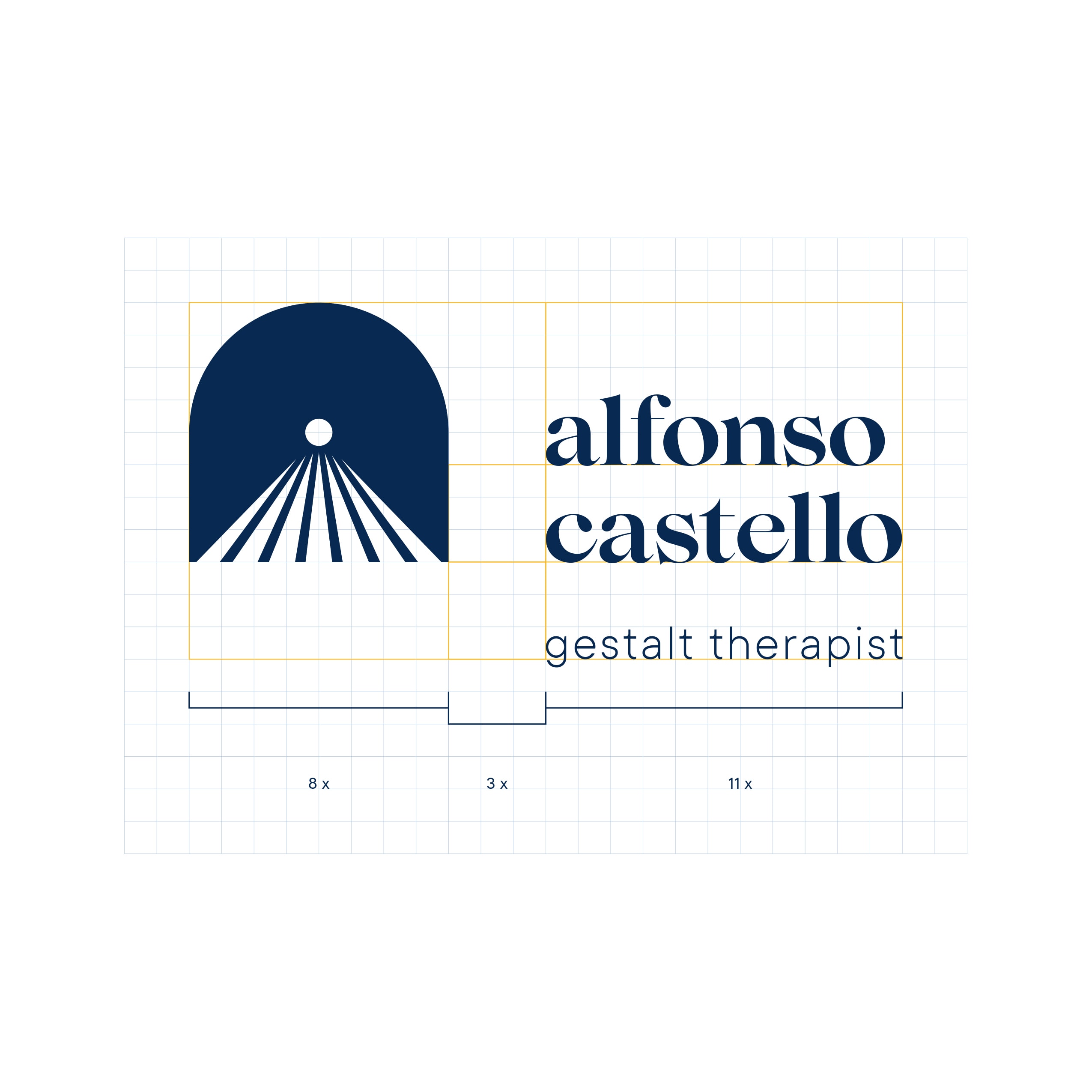 Costruzione logo orizzontale dello psicologo Alfonso Castello