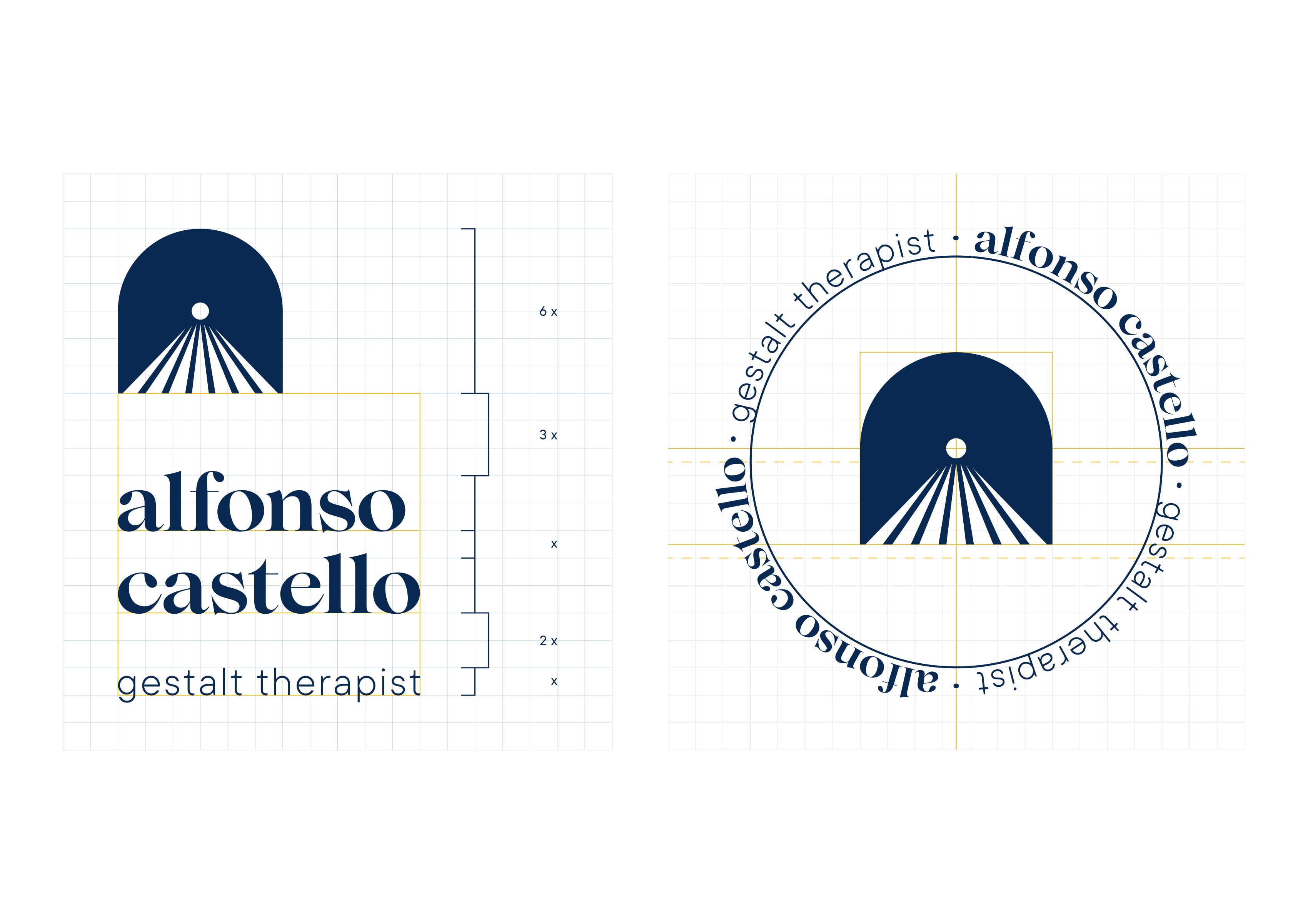 Costruzione logo verticale e logo circolare dello psicologo Alfonso Castello