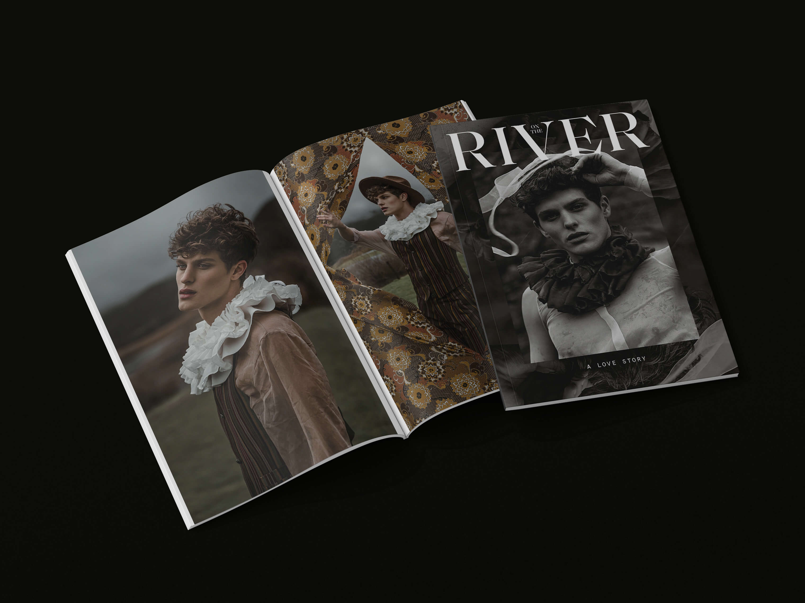 Fronte copertina e pagine interne dell'editoriale On the River