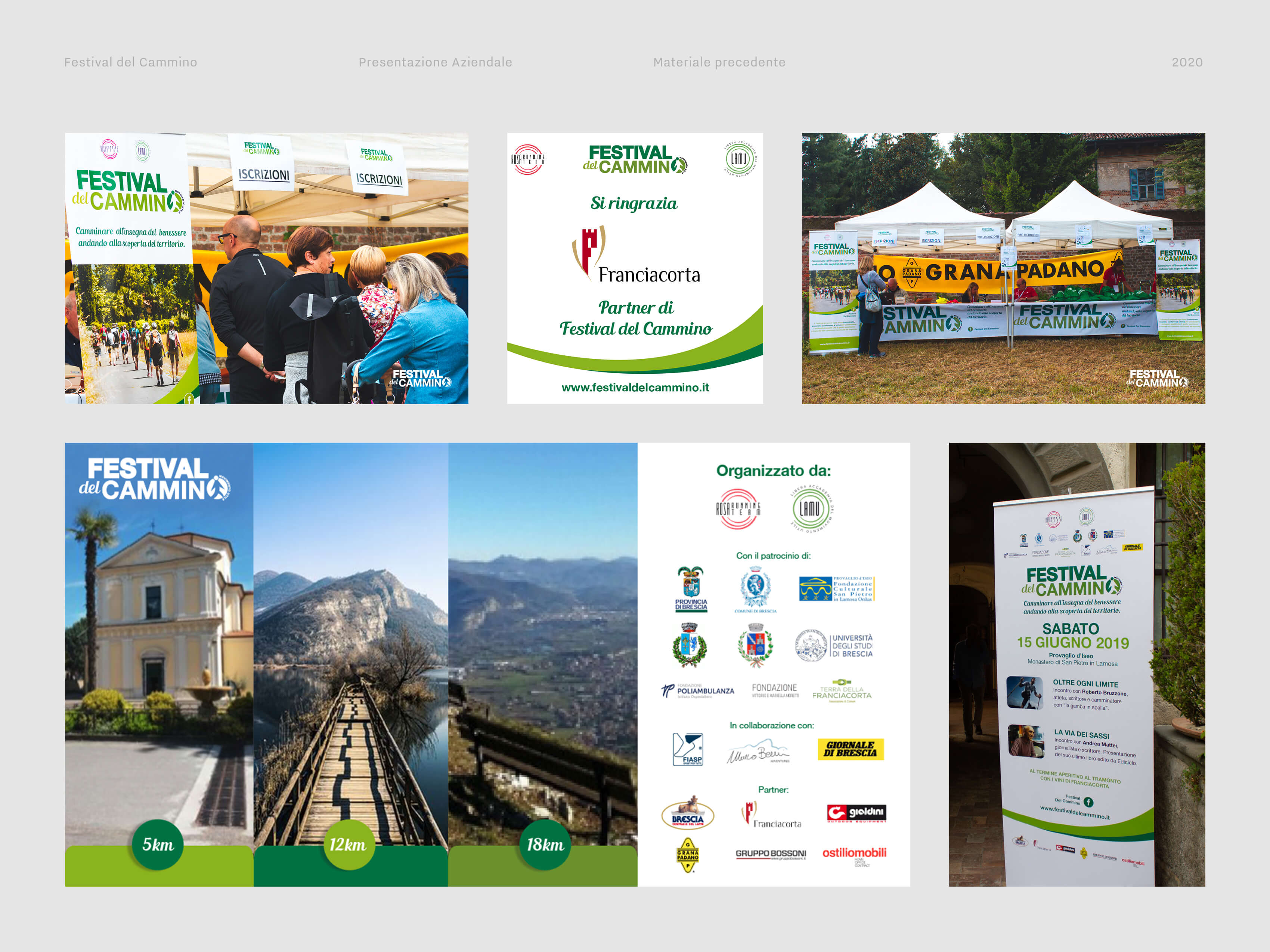 Esempi dei materiali di comunicazione utilizzati per le precedenti versioni del Festival del Cammino