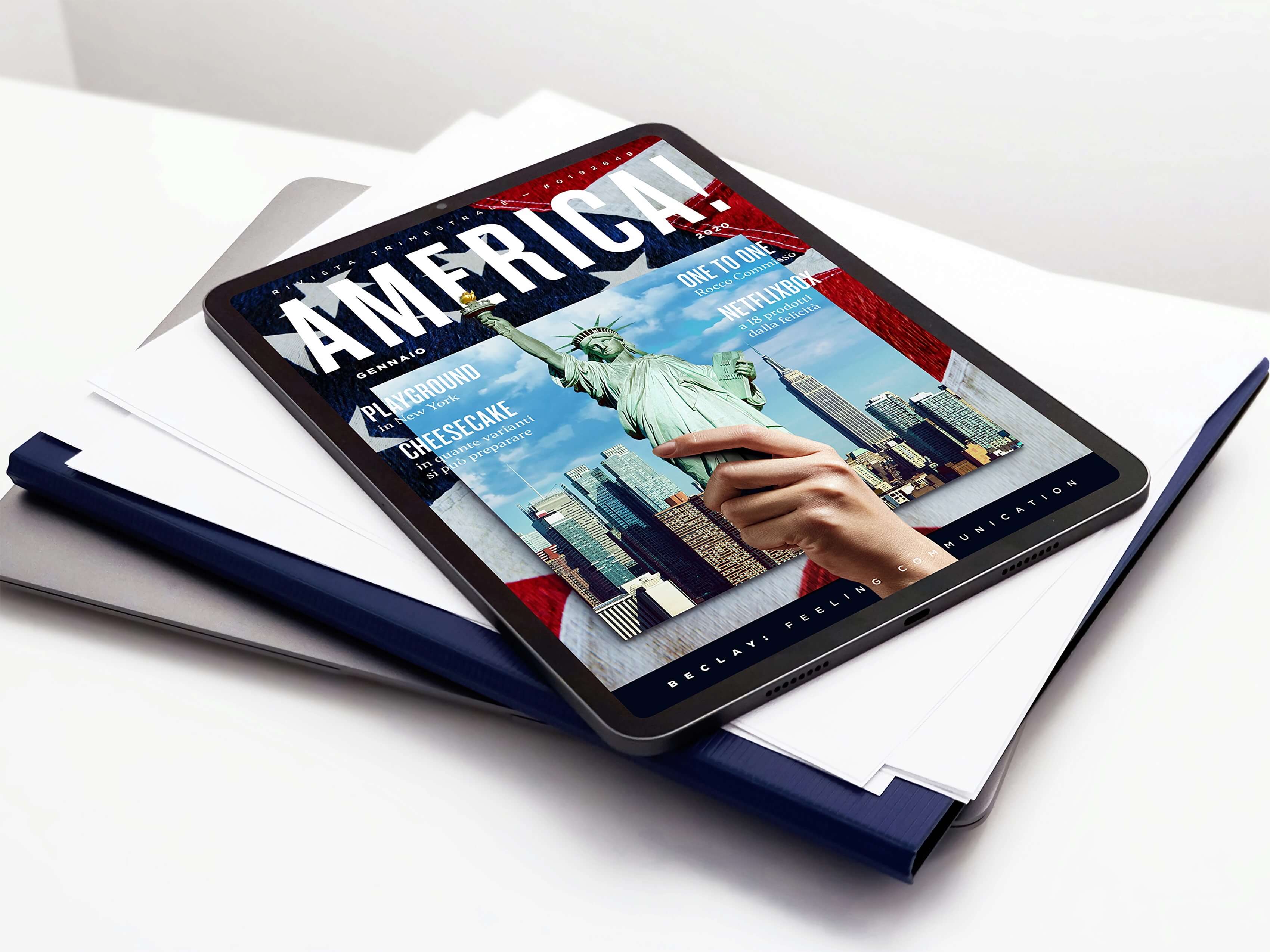Tablet con cover rivista America!