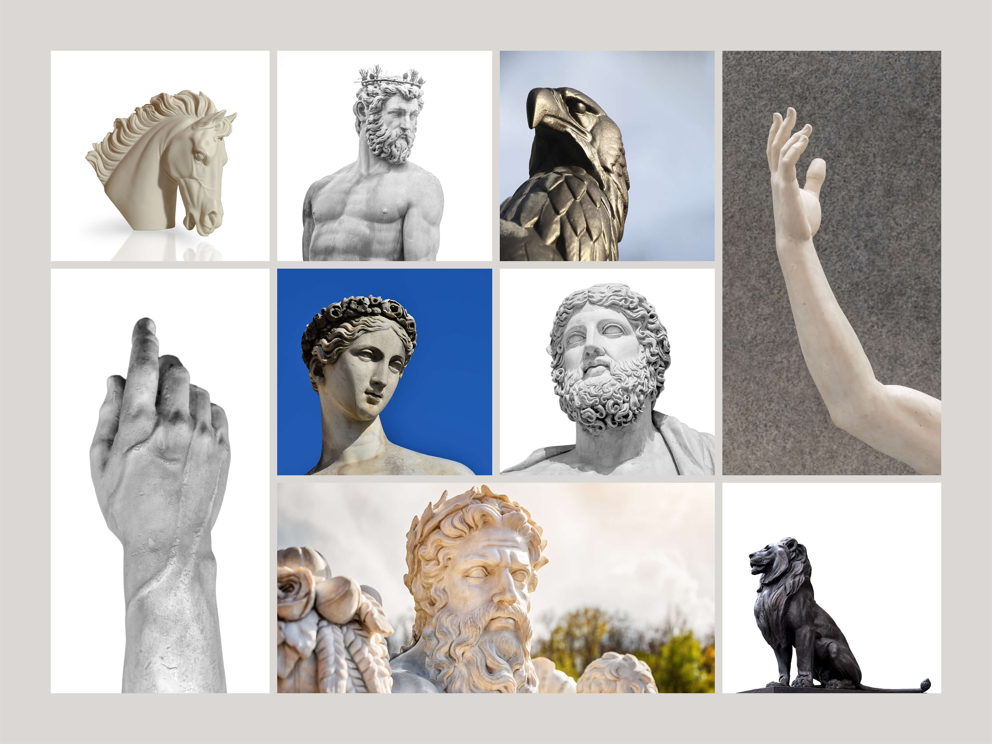 Statue selezionate per la realizzazione dei composit foto-grafici