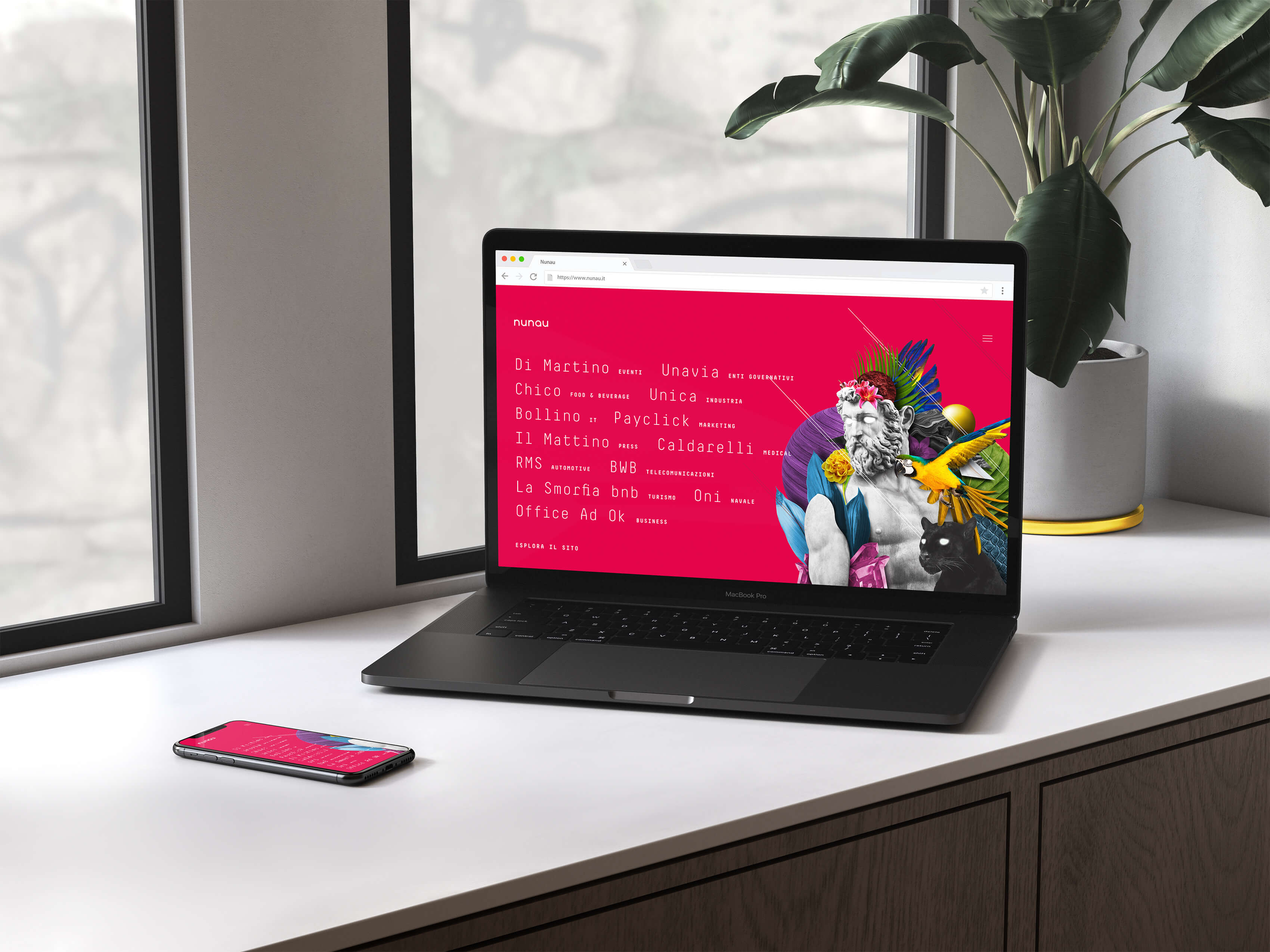 Visualizzazione sito nunau in versione desktop e mobile