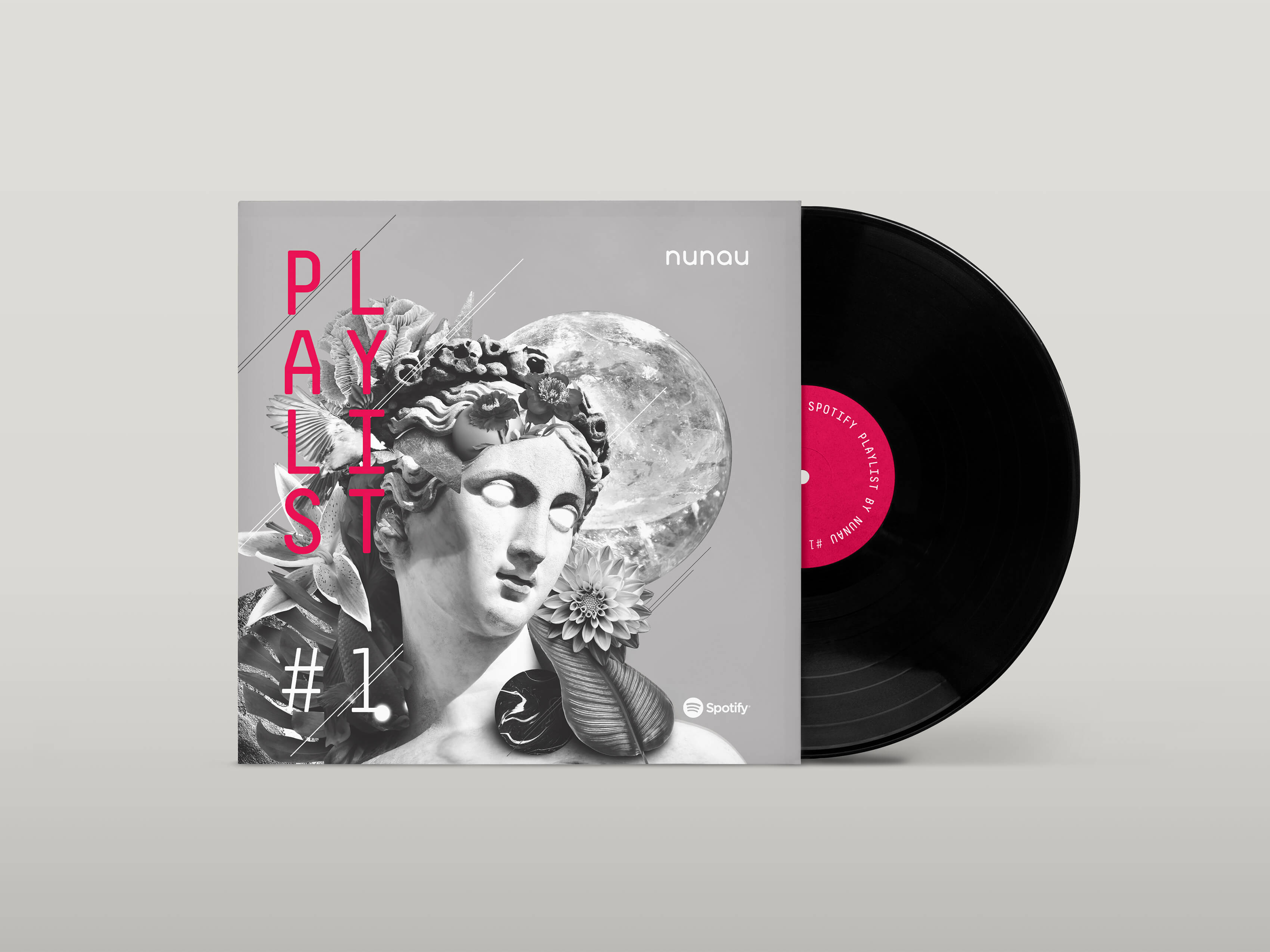Vinile con cover da utilizzare come grafica per promuovere una serie di playlist realizzate da nunau