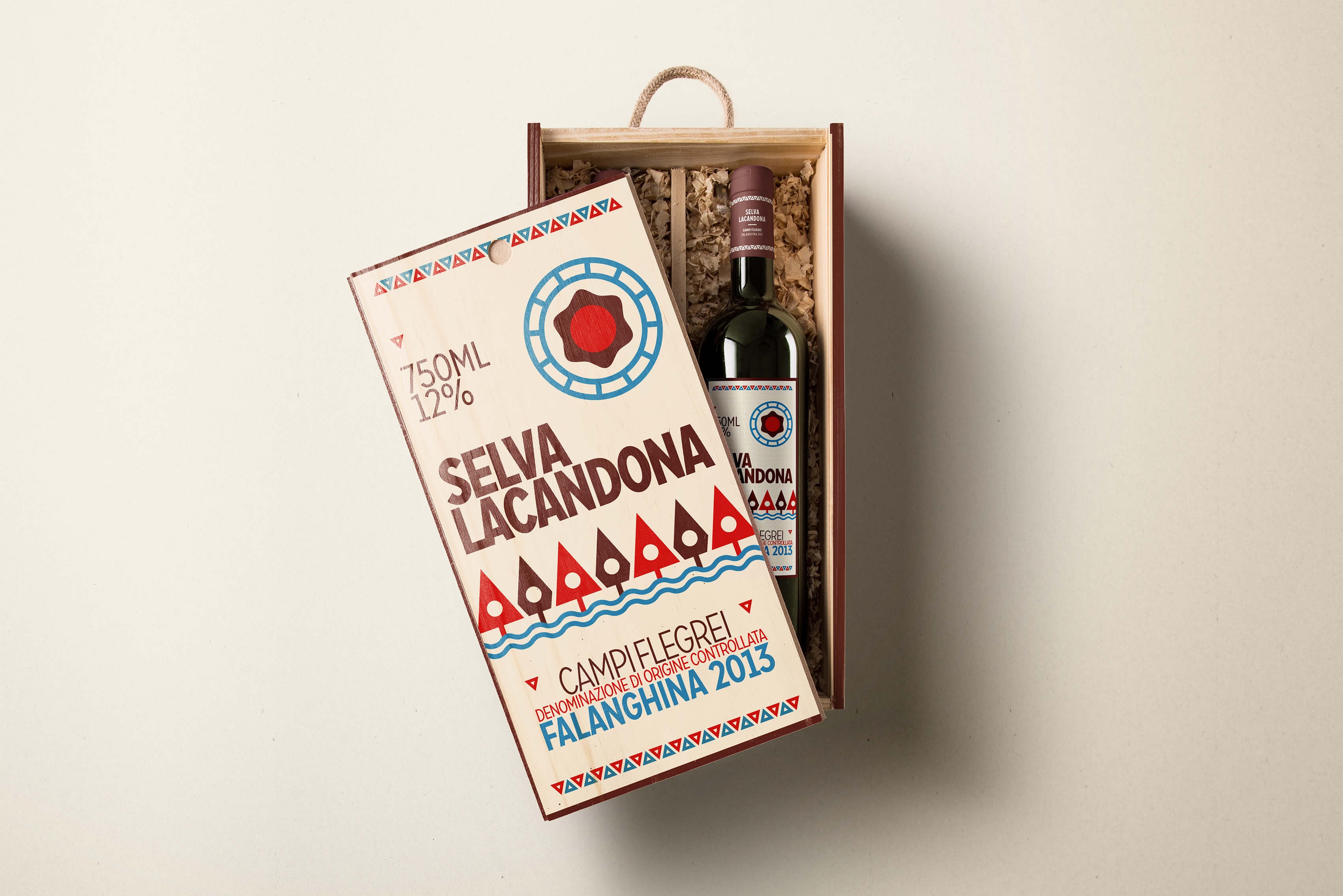 Proposta packaging in legno aperto per due bottiglie di Falanghina Selva Lacandona - Edizione limitata