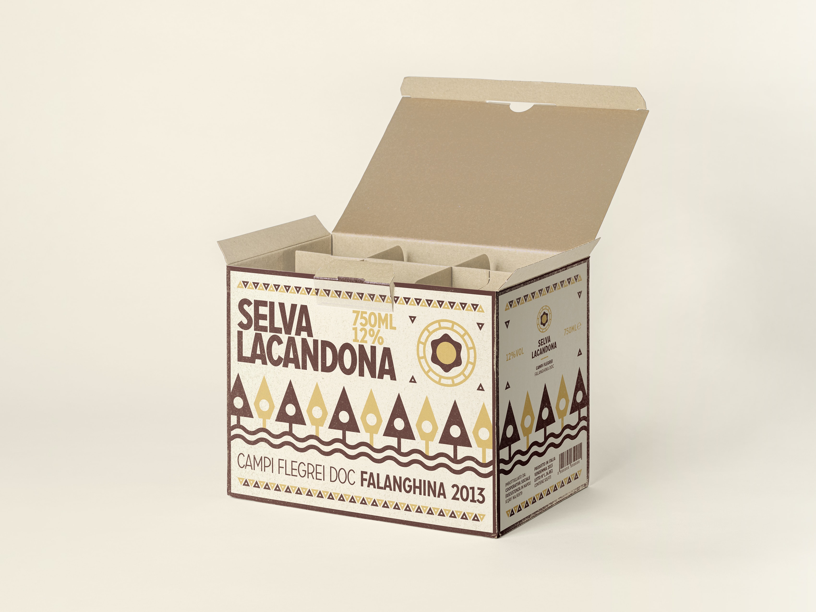 Proposta di packaging per 6 bottiglie di Falanghina Selva Lacandona