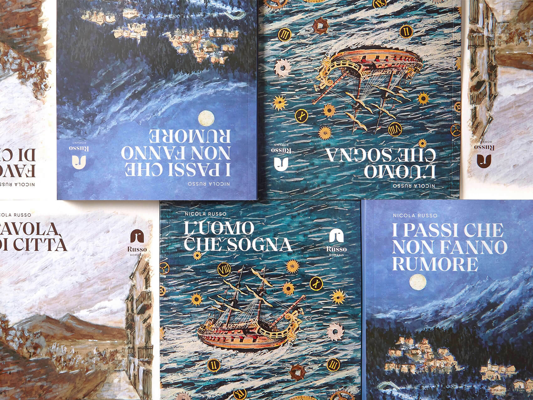 Copertine dei tre romanzi dello scrittore indipendente Nicola Russo